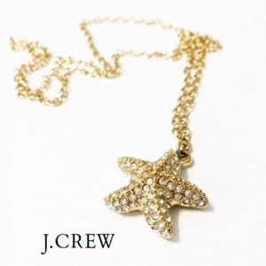 J. Crew Pave Crystal Gold Starfish Necklace